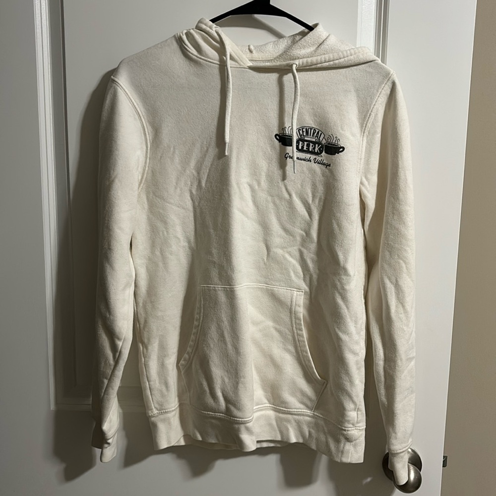 old navy “central perk” hoodie, white and black, size small